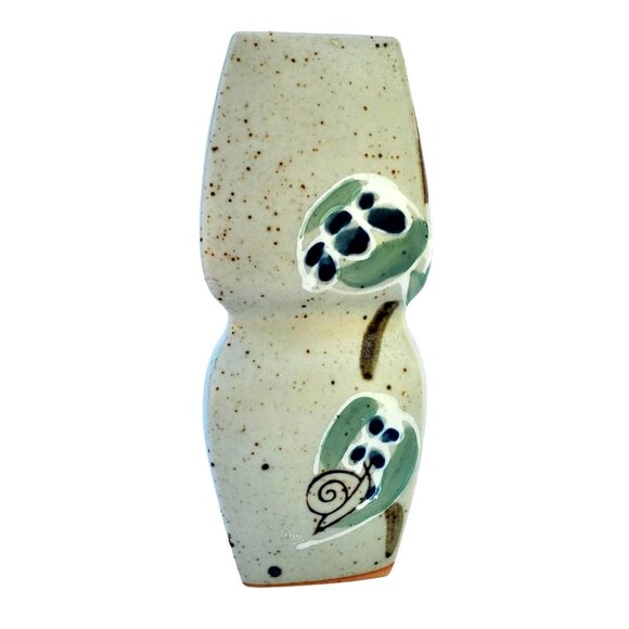 Vintage Japanese Ceramic Bud Vase 6" Ikebana UCTCI 70s Stoneware Floral Snail - Picture 9 of 9